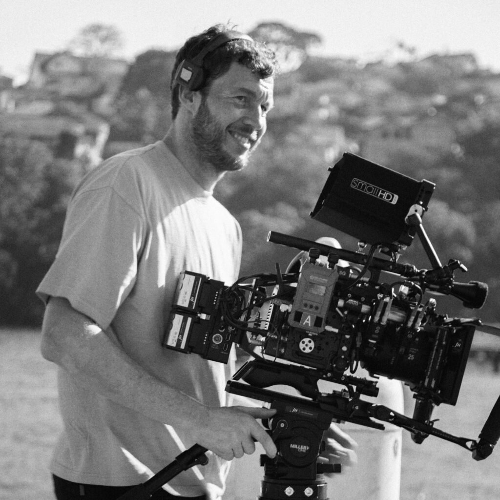 Jake Ward operating a camera on set